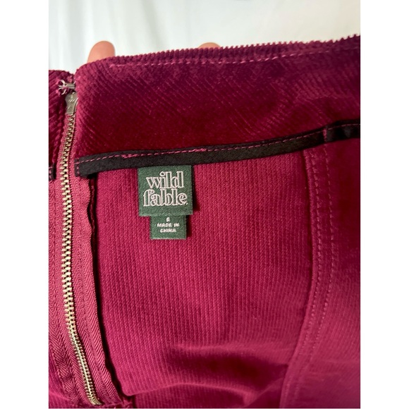 NWT Burgundy Wild Fable Corduroy Mini Skirt | Target Fitted Wine Red Cotton Cord - Picture 6 of 8